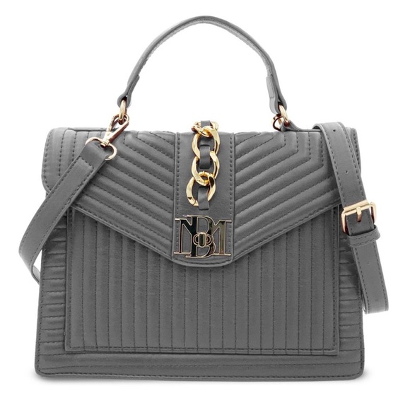 Badgley Mischka Handbags - NWT Badgley Mischka Quilted Crossbody Bag, Gray with Gold Hardware - 130-2919